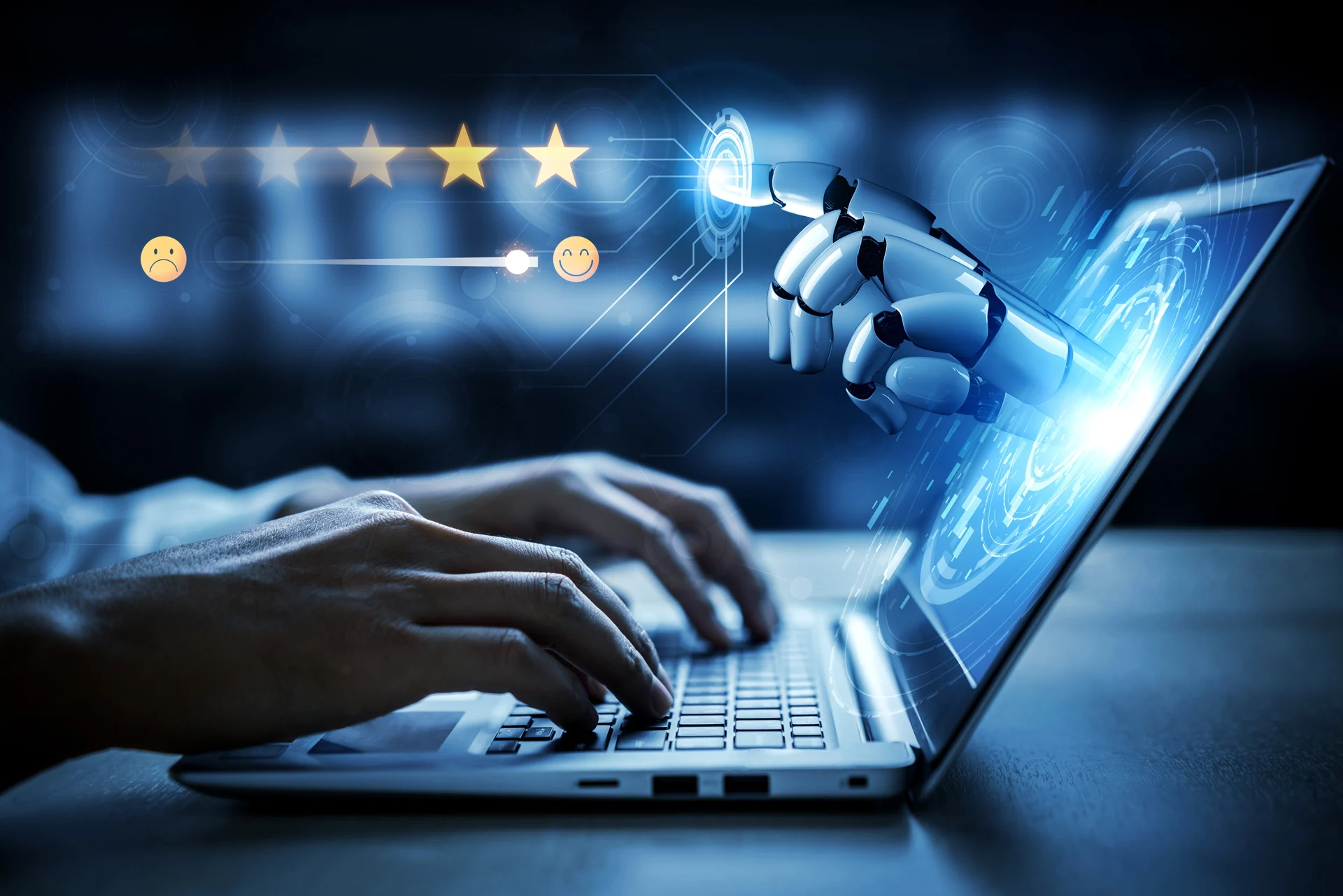 Robot interacting with customer feedback interface