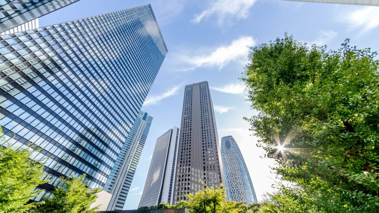 a group of tall buildings