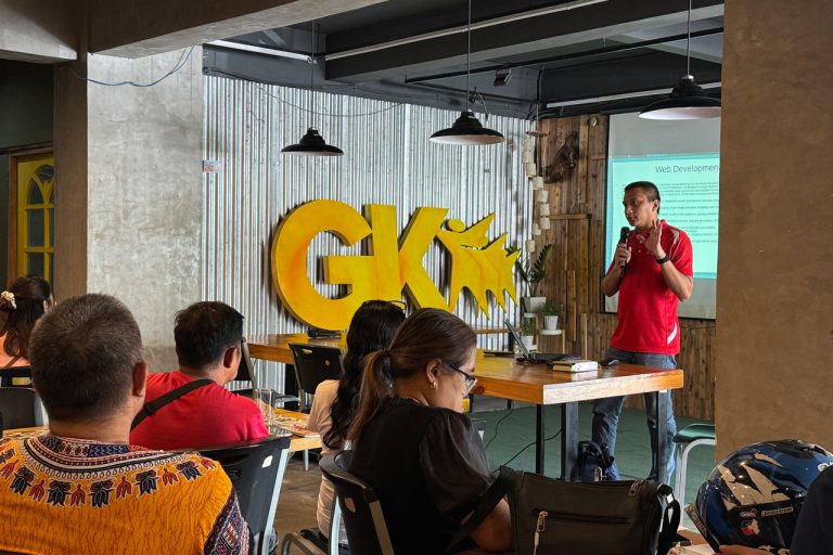 Community livelihood training session by cxperts at Gawad Kalinga, teaching web development skills to empower participants for sustainable employment opportunities